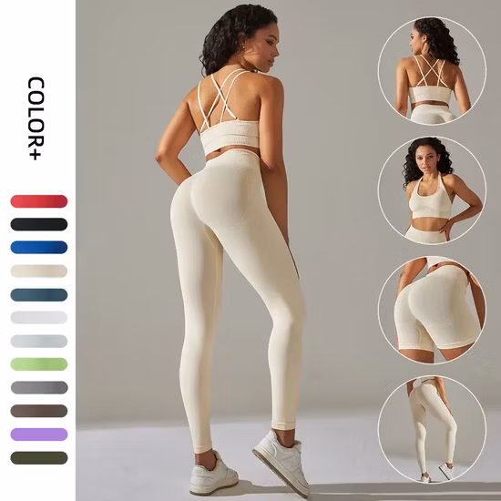 Whoelsale Summer Sports Gym Outfits Active Wear Workout Fitness Clothing for Women, Private Label 2/3/4 PCS Seamless Athletic Apparel Matching Sexy Yoga Sets